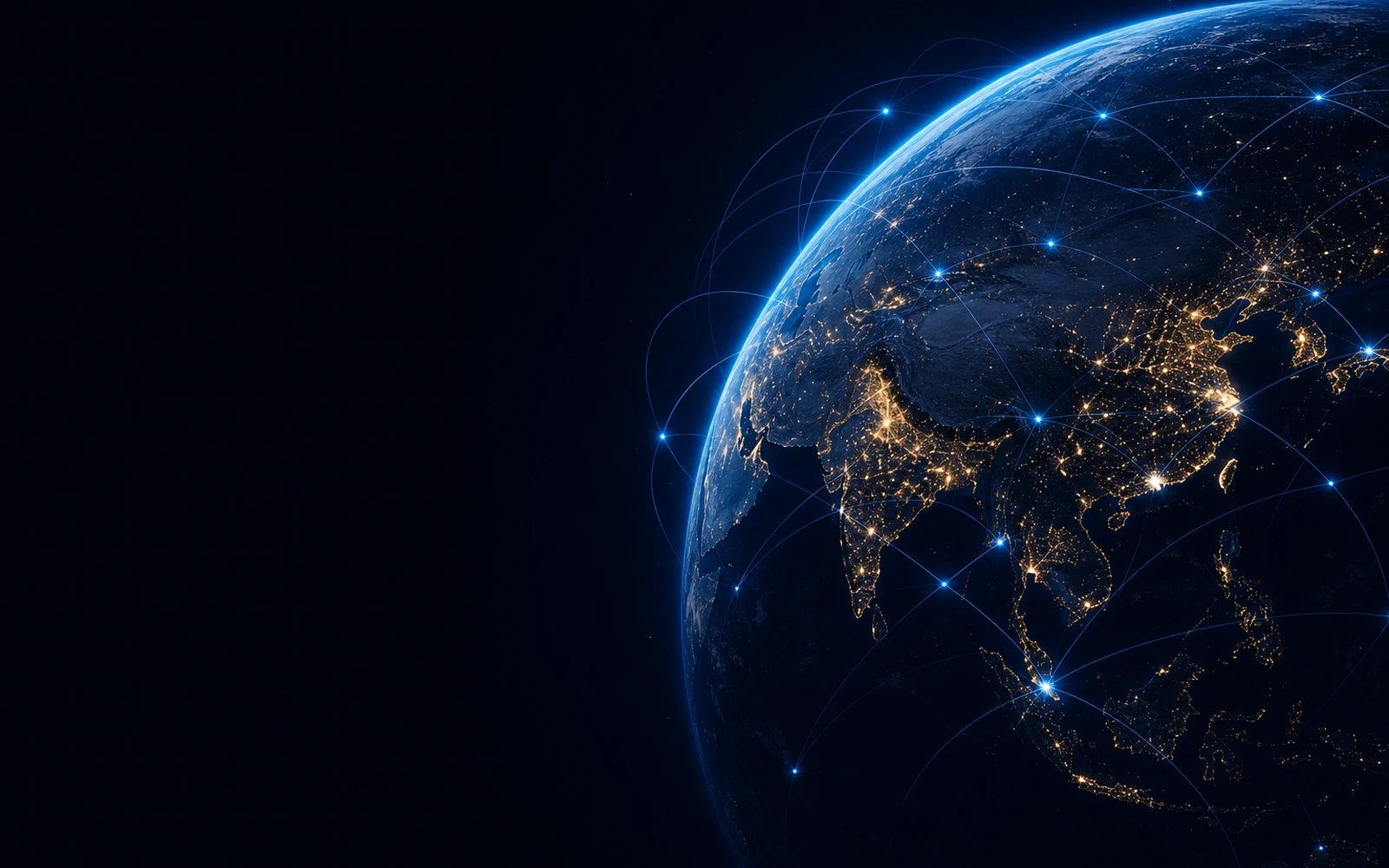 Night Earth with global talent network connections